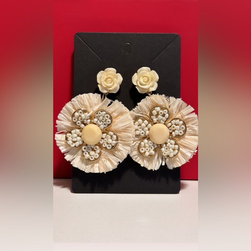 Boho Statement Earrings - Beaded - Beach handwoven